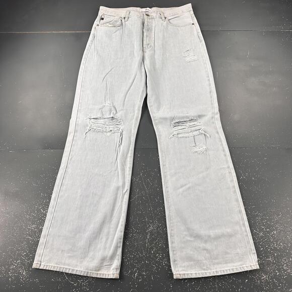 KanCan Denim - KanCan Jeans Women 36x34 Light Wash Distressed Button Fly Baggy Bell Bottom EUC